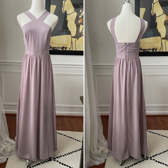 LuLu’s Air of Romance Dusty Lavendar Taupe Maxi Dress S - Picture 1 of 9